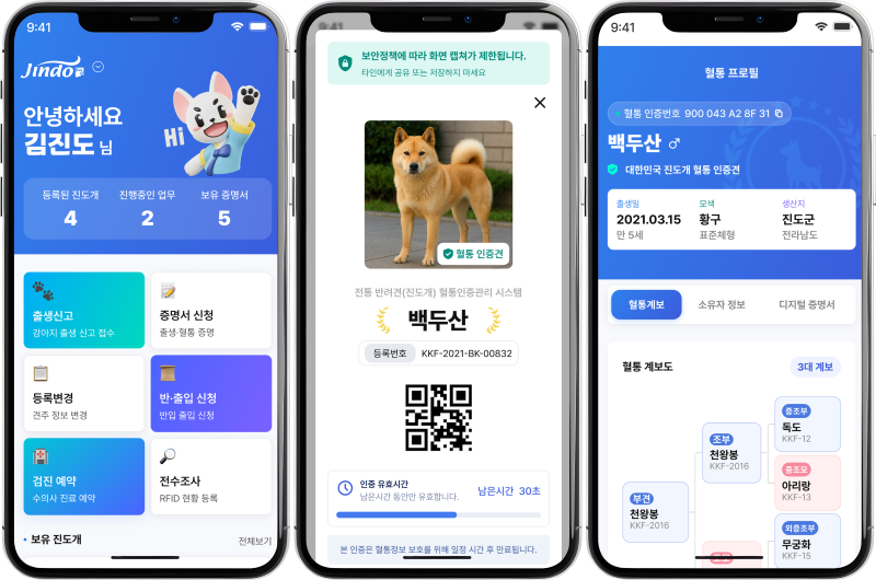 진도개 혈통관리 체계. 라온시큐어 제공