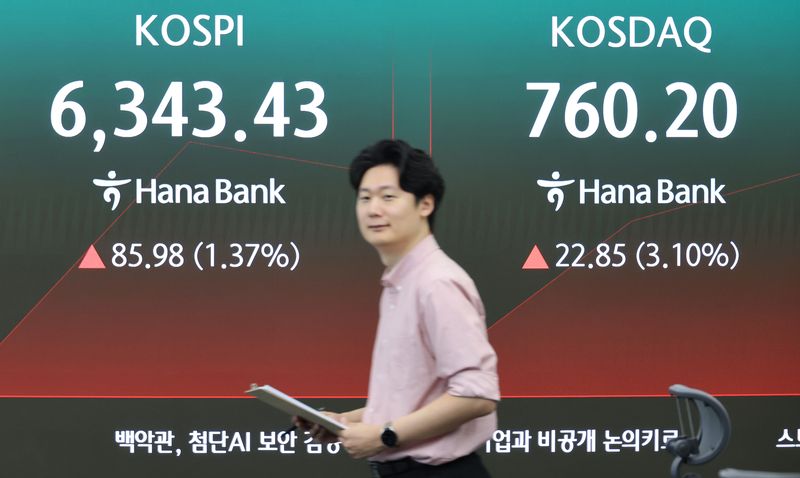 4일 서울 하나은행 본점 딜링룸에 코스피가 표시되고 있다. 연합뉴스 제공