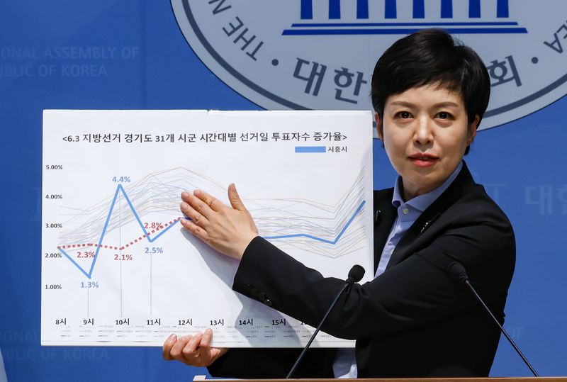 [서울=뉴시스] 김근수 기자 = 김은혜 국민의힘 의원이 4일 오후 서울 여의도 국회 소통관에서 6.3 지방선거 당일 선거관리위원회의 투표자 수 조작 의혹 제기 기자회견을 하고 있다. 2026.08.04. ks@newsis.com