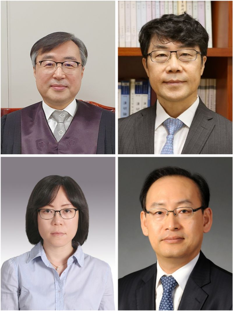 왼쪽 위쪽부터 시계방향으로 김문관 부산지방법원장,·김성수 서울고법 부장판사,·김정중 광주지법 부장판사, 김예영 서울남부지법 부장판사 사진=법원행정처 제공