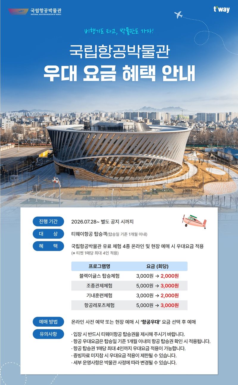 '트리니티' 새출발 앞둔 티웨이항공, 국립항공박물관 연계 프로모션