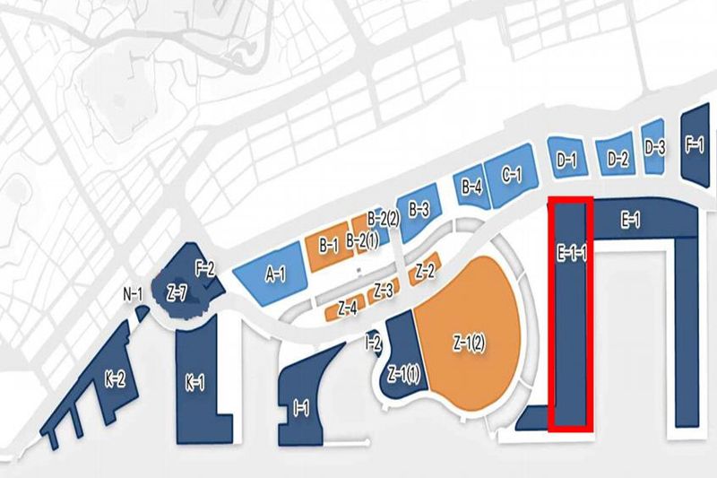 해양수산부가 6일 오전 신청사 건립 부지를 북항 1단계 재개발 부지 E-1-1로 선정했다고 발표했다. 사진은 부지 위치도. 그래픽=해양수산부 제공