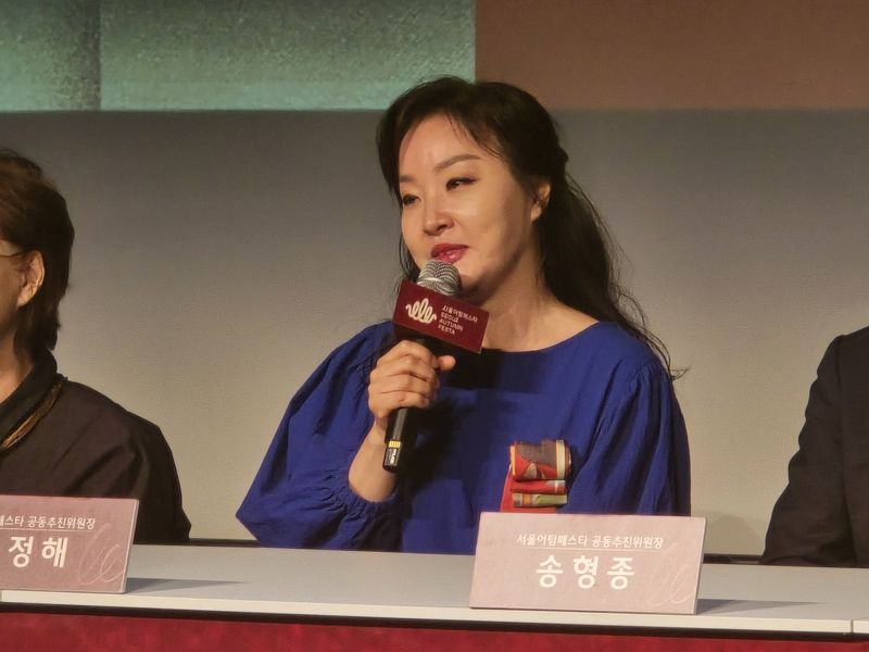 10일 서울창작연극센터에서 진행된 '2026 서울어텀페스타' 기자간담회에서 오정해 공동추진위원장이 각오를 밝히고 있다. 2026.08.10 ⓒ 뉴스1 김정한 기자