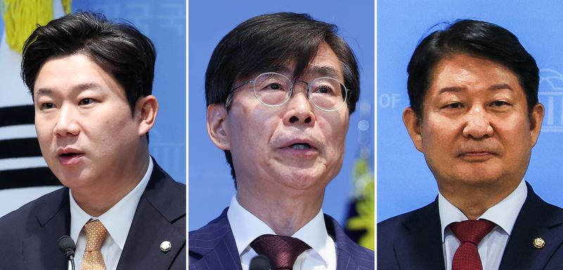 국민의힘이 지난달 27일 중앙윤리위원회 회의를 열고 진종오(왼쪽부터), 조경태, 권영진 의원에 대한 징계 절차를 개시했다고 밝혔다. 진종오 의원의 경우 지난 6·3 지방선거 과정에서 제명된 한동훈 무소속 의원의 부산 북구갑 보궐선거를 도왔다는 이유로, 조경태 의원은 앞서 박덕흠 국회부의장으로 결정된 당내 부의장 선거 경선 결과에 불복하고, 더불어민주당 의원들에게 박 부의장을 낙선시켜달라고 요청했다는 이유로, 권영진 의원은 후반기 국회 상임위원회 배정에 불만을 품고 정점식 원내대표의 멱살을 잡은 것과 관련해 윤리위에 제소됐다. 뉴시스
