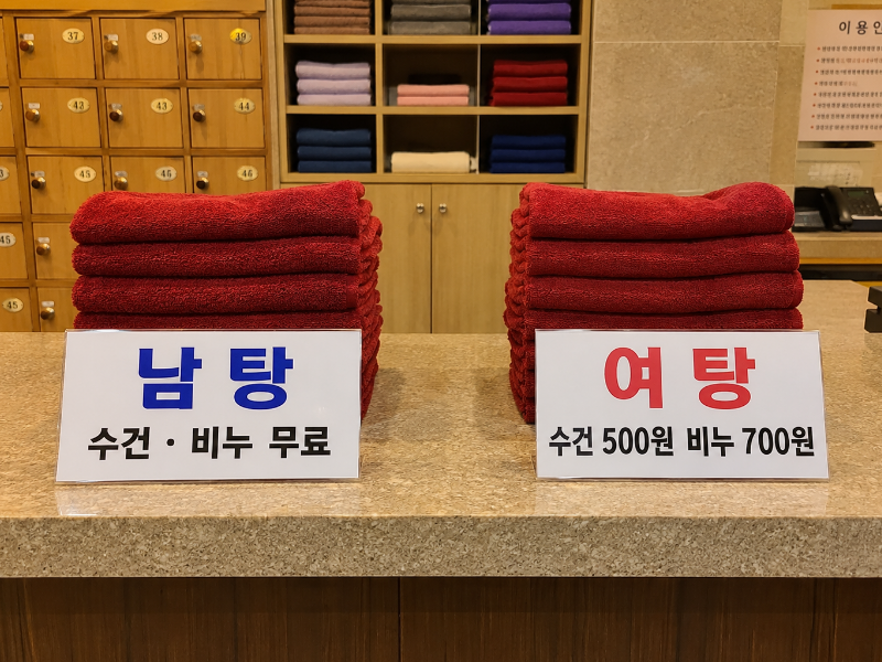 남성 고객에게는 수건과 비누를 무료로 제공하면서 여성 고객에게만 별도 요금을 받는 목욕장 업소 관행에 대해 국가인권위원회가 차별이라고 판단했다. 사진은 이해를 돕기 위해 AI로 생성한 이미지. /사진=챗GPT