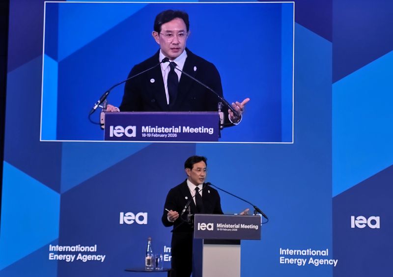 최윤범 고려아연 회장이 지난 2월 프랑스 파리에서 열린 국제에너지기구(IEA) 각료이사회 '핵심광물 공급망' 세션에서 발언하고 있다. 고려아연 제공