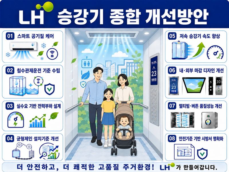 LH, 공공주택 승강기에 냉방설비 의무화...침수 감지 및 안전기능 강화