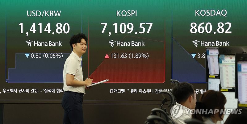 상승 출발한 코스피, 단숨에 '7천피' 회복 (출처=연합뉴스)