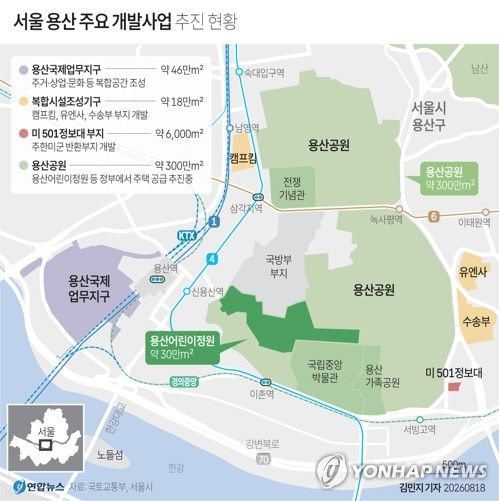 [그래픽] 서울 용산 주요 개발사업 추진 현황 (출처=연합뉴스)