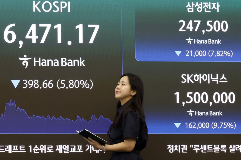 19일 오후 서울시 중구 하나은행 본점 딜링룸 전광판에 코스피와 삼성전자와 SK하이닉스 종가가 표시되고 있다.2026.8.19 ⓒ 뉴스1 박정호 기자