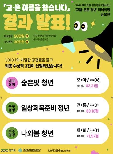 "고립·은둔 청년? 이젠 '숨은빛 청년'입니다"...경기도, 청년 새 이름 확정