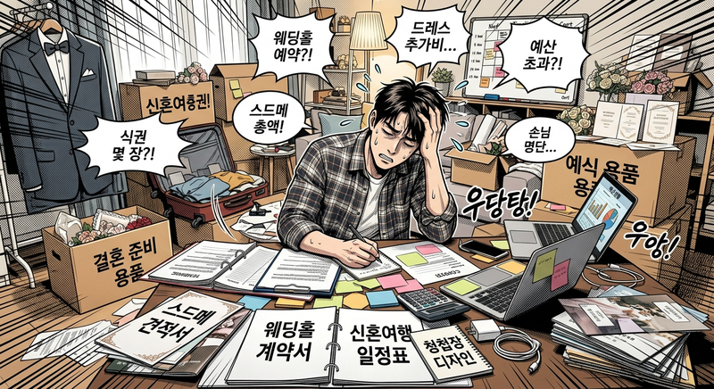 "웨딩드레스 사진 촬영은 금지, 신랑님이 그리세요"