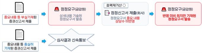 증권신고서 기재수준별 심사흐름도. 금융감독원 제공