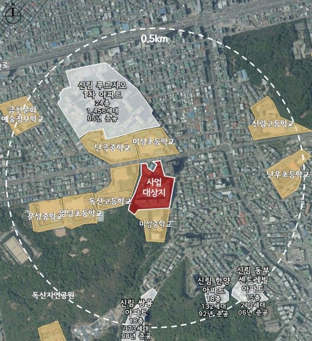 관악구 신림동 746-43번지 일대 건영아파트 재건축 위치도. 관악구 제공