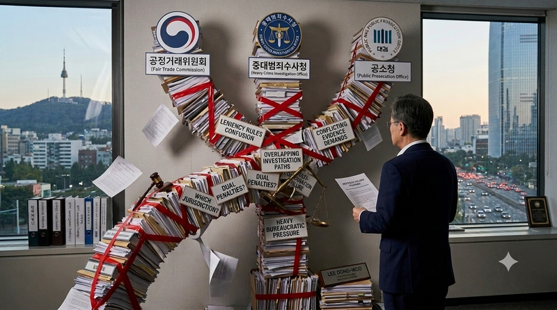 수사기관 개편에 따라 오는 10월부터 기업들의 담합 대응 체계가 공정거래위원회의 행정조사, 중대범죄수사청의 형사수사, 공소청의 공소 제기·유지로 분화될 예정이다. 이에 주요 로펌들은 TF를 구성해 대응에 나서고 있다. 이미지=AI 생성