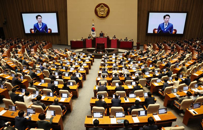 [서울=뉴시스] 고범준 기자 = 조정식 국회의장이 1일 서울 여의도 국회에서 열린 제439회 국회(정기회) 개회식에서 개회사를 하고 있다. 2026.09.01. bjko@newsis.com