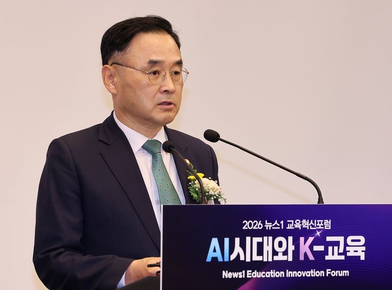 차정인 국가교육위원장이 2일 서울 용산구 나인트리 프리미어 로카우스 호텔에서 'AI시대와 K-교육'이라는 주제로 열린 2026 뉴스1 교육혁신포럼에서 축사를 하고 있다. 2026.9.2 ⓒ 뉴스1 김성진 기자
