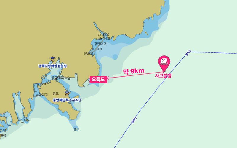 [부산=뉴시스] 부산 앞바다 예인선 전복 사고 발생 지점. (사진=부산해경 제공) 2026.09.02. photo@newsis.com *재판매 및 DB 금지