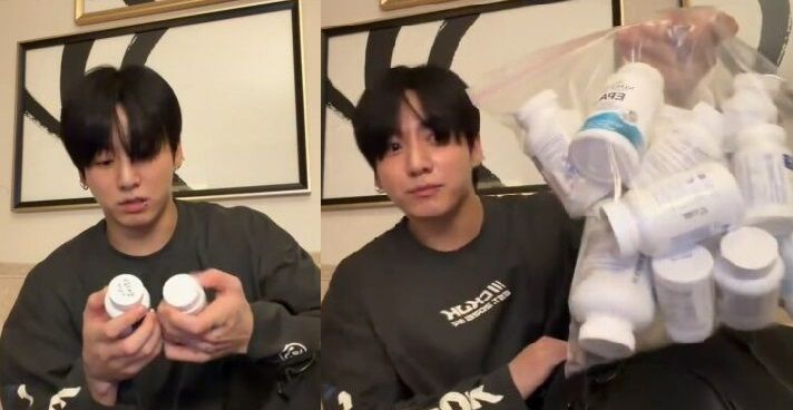 BTS 정국이 라이브 방송을 통해 '약가방'을 공개했다. 출처=위버스