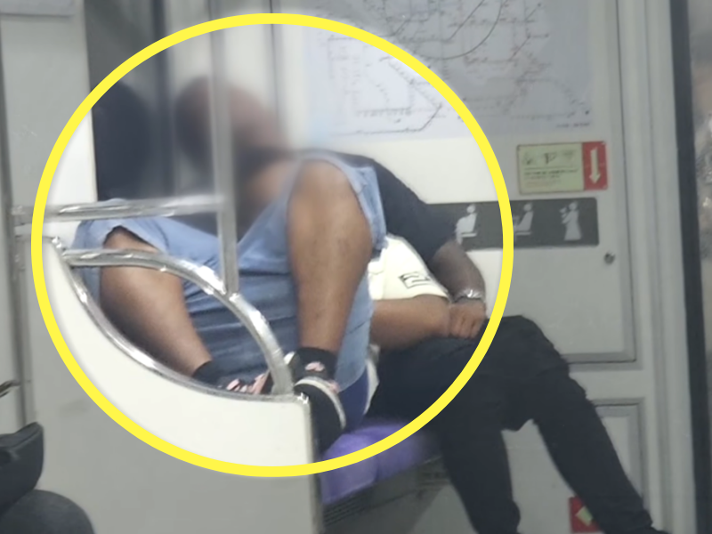 서울 지하철 6호선 열차 안에서 한 외국인 남성이 신발을 신은 채 노약자석 위에 발을 올리고 잠들어 있다. /사진=JTBC '사건반장' 캡처