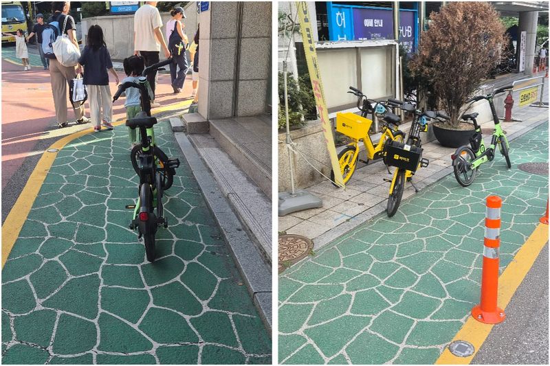 지난 4일 서울 서초구 반포동 학원가 내 보행자 거리에 전기자전거가 비치돼 있다. 사진=이동혁 기자
