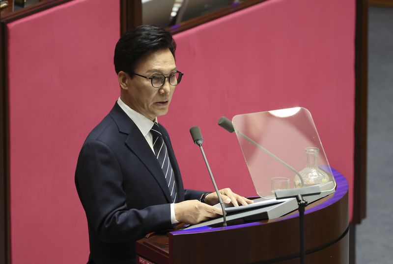 김민석 더불어민주당 대표가 7일 여의도 국회 본회의장에서 열린 제439회 국회(정기회) 제03차 본회의에서 국정에 관한 교섭단체 대표연설을 하고 있다. 뉴시스