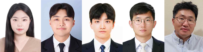 왼쪽부터 이선영·김명균 연구원(제1저자, 건국대), 신종훈 연구원(제1저자, 중앙대), 중앙대 박해선 교수, 건국대 조한익 교수(교신저자). 건국대 제공