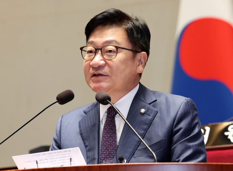 정점식 국민의힘 원내대표가 지난 3일 서울 여의도 국회에서 열린 정책 의원총회에서 발언하고 있다. 뉴시스