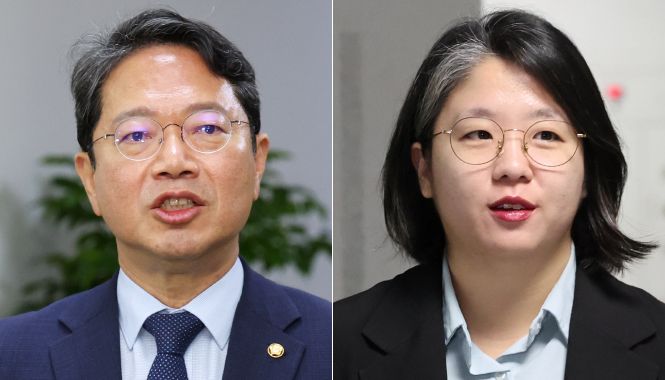 김승원 법무부 장관 후보자(왼쪽)와 용혜인 성평등가족부 장관 후보자. 뉴스1