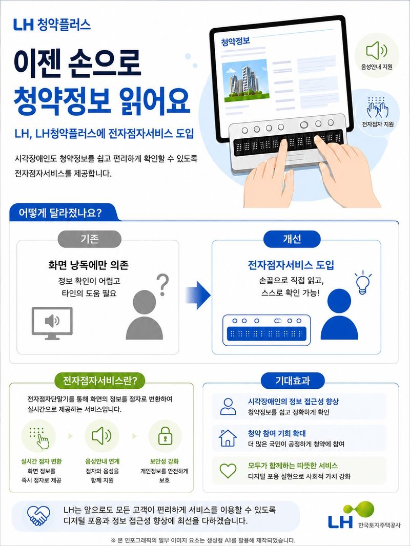 LH청약플러스 전자점자서비스 안내문. LH 제공
