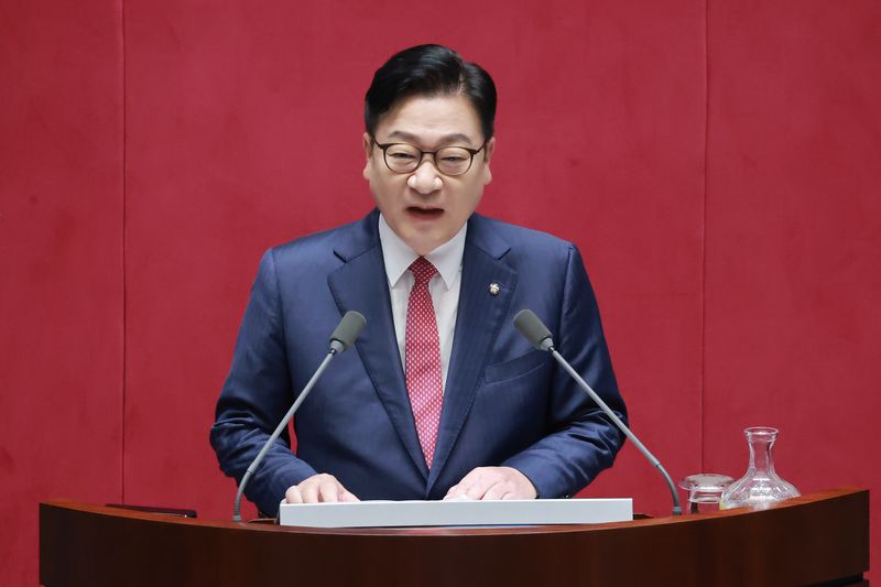 국민의힘 정점식 원내대표가 8일 국회 본회의장에서 교섭단체 연설을 하고 있다. 연합뉴스