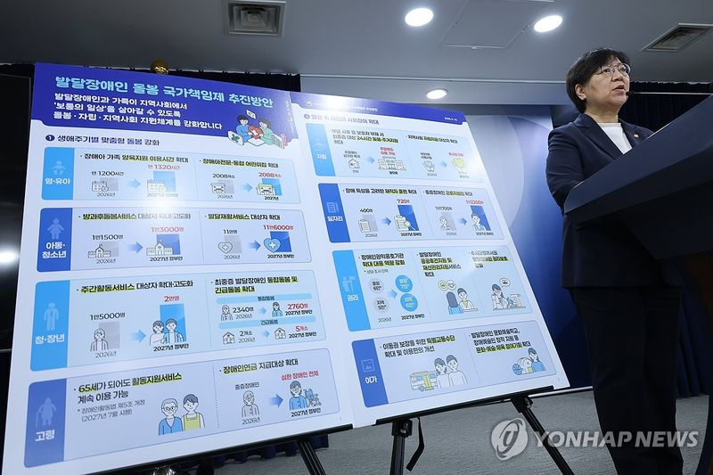 발달장애인 돌봄 국가 책임제 추진방안 발표하는 정은경 장관 (출처=연합뉴스)