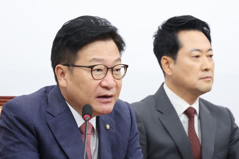 정점식 국민의힘 원내대표가 10일 서울 여의도 국회에서 열린 최고위원회의에서 발언하고 있다. 뉴스1
