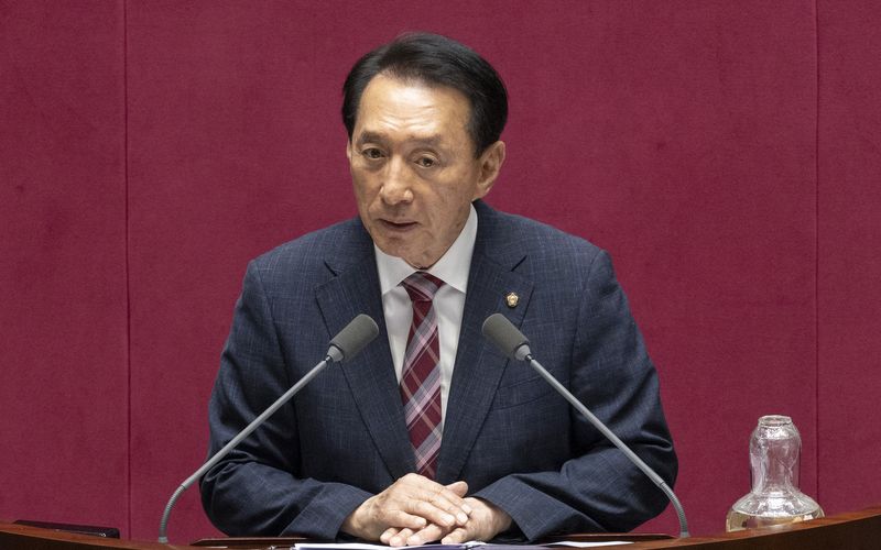 김석기 국민의힘 의원이 10일 국회에서 열린 제439차 정기회 6차 본회의에서 외교ㆍ통일ㆍ안보 분야 대정부 질문을 하고 있다. 연합뉴스
