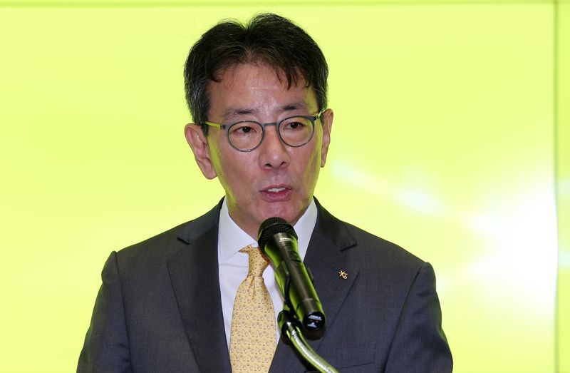 차기 KB금융 회장 후보로 내정된 이재근 KB금융그룹 부문장이 14일 오전 서울 영등포구 여의도 KB금융 신관에서 소감을 밝히고 있다. 2026.9.14 ⓒ 뉴스1 박지혜 기자