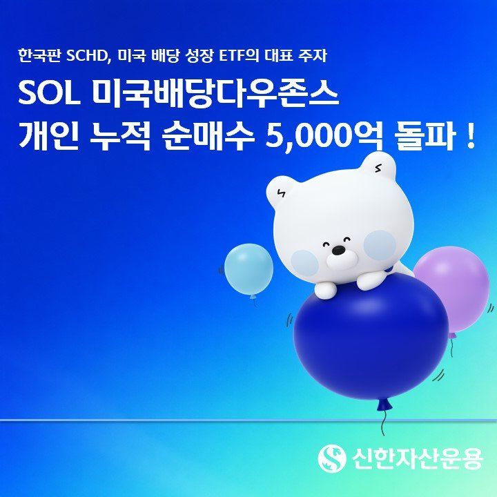 변동성장에 배당주 찾는 개미…SOL 미국배당다우존스 5000억 순매수