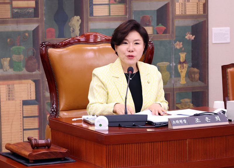 조은희 국회 문화체육관광위원회 체육관광법안심사소위원장이 8일 여의도 국회에서 열린 제439회국회(정기회) 문화체육관광위원회 제1차 체육관광법안심사소위원회를 주재하고 있다. 뉴시스