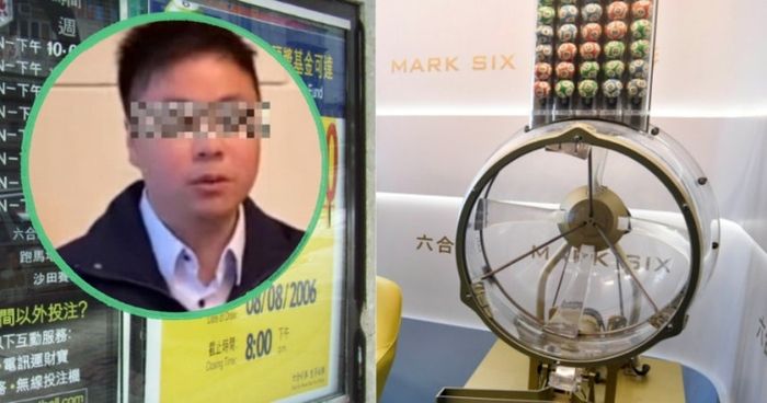 절도 혐의로 체포된 남성의 모습(왼쪽)과 로또 추첨 기계의 모습. 출처=SCMP