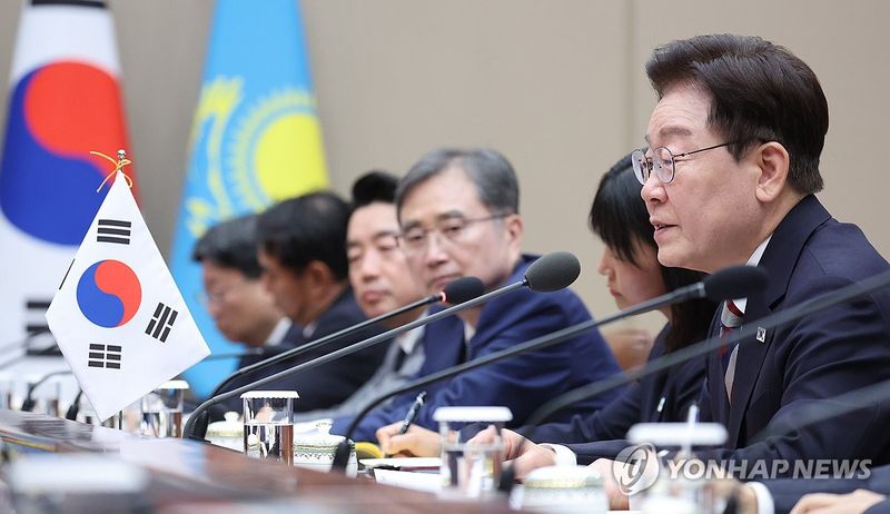 이재명 대통령, 한-카자흐 정상회담 발언 (출처=연합뉴스)