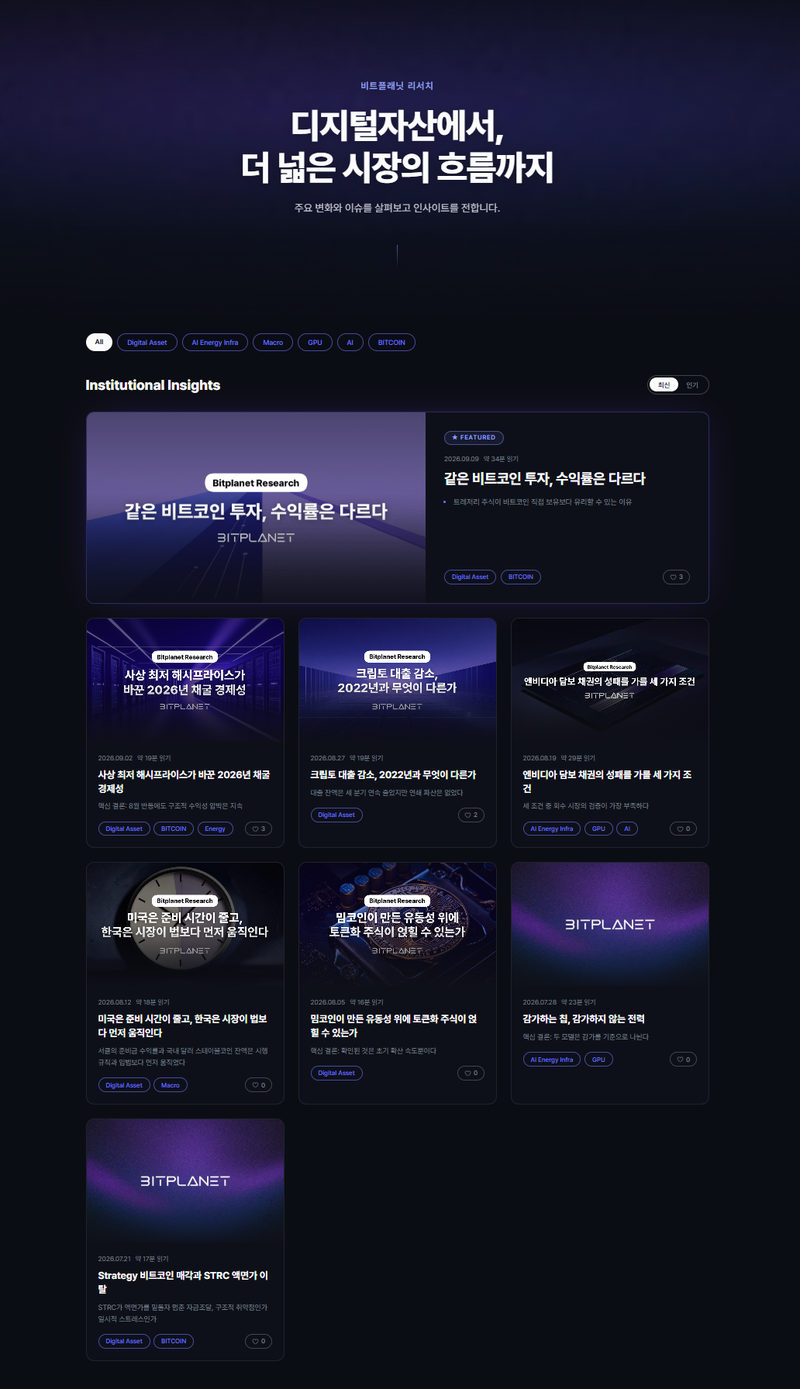 '비트플래닛 리서치랩' 홈페이지. 비트플래닛 제공