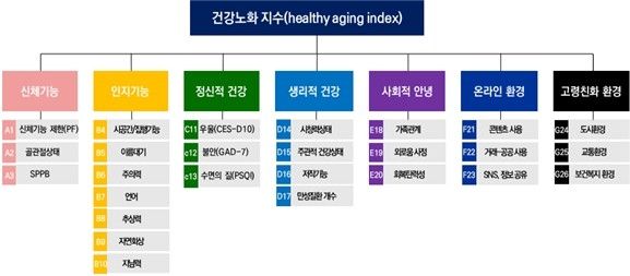 건강노화 지수 구성 영역별 지표 (출처=연합뉴스)