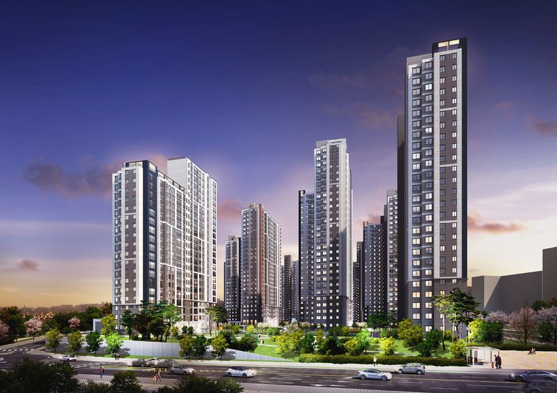 삼성전자 온양캠퍼스, 삼성디스플레이, 삼성 SDI 등 삼성 반도체와 R&D 거점을 배후로 하는 '천안아산역 그랑시티 필하우스' 투시도. /사진=한성건설