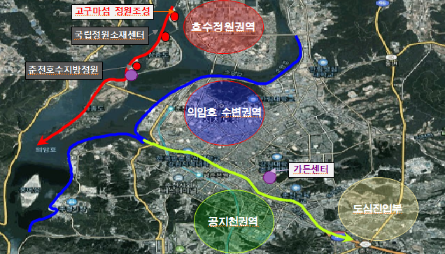 춘천 정원도시 조성 위치도. 춘천시 제공