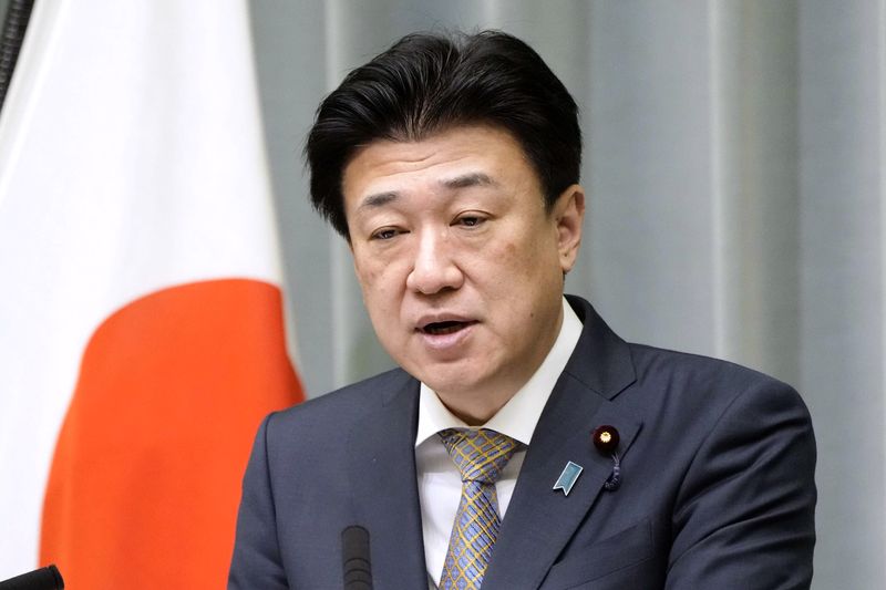 [도쿄=교도/AP/뉴시스] 기하라 미노루 일본 관방장관이 지난 4월 7일 도쿄에서 기자회견을 하고 있다. 2026.09.17.