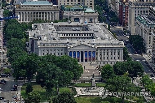 미국 워싱턴의 재무부 건물 전경.연합뉴스