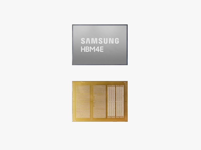 [서울=뉴시스] 삼성전자는 세계 최초로 차세대 AI 가속기의 핵심이 될 'HBM4E 12단' 샘플을 글로벌 고객사에 전격 공급했다고 29일 밝혔다.사진은 삼성전자가 세계 최초로 출하한 HBM4E 12단 제품 모습. 1c D램과 4나노 로직 다이 적용으로 공정 안정성과 양산성을 동시에 확보했다. (사진=삼성전자 제공) 2026.05.29. photo@newsis.com *재판매 및 DB 금지