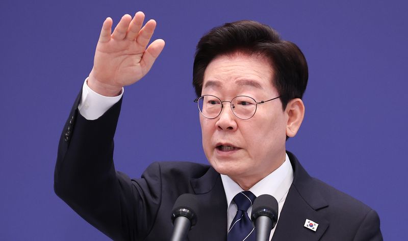 이재명 대통령이 18일 청와대 영빈관에서 열린 현안 기자회견에서 발언하고 있다. (청와대통신사진기자단) 2026.9.18 ⓒ 뉴스1 허경 기자