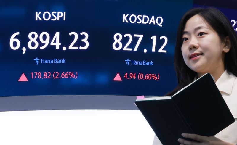 지난 18일 서울 중구 하나은행 본점 딜링룸 전광판에 코스피 등 종가가 표시되고 있다. 뉴스1 제공