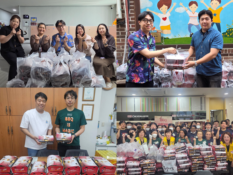 BBQ가 '찾아가는 치킨릴레이', '치킨대학 착한기부', '패밀리와 함께하는 치킨릴레이' 등 다양한 사회공헌 활동을 통해 전국의 아동·청소년과 어르신에게 이달 들어 1000마리의 치킨을 전달했다. BBQ 제공