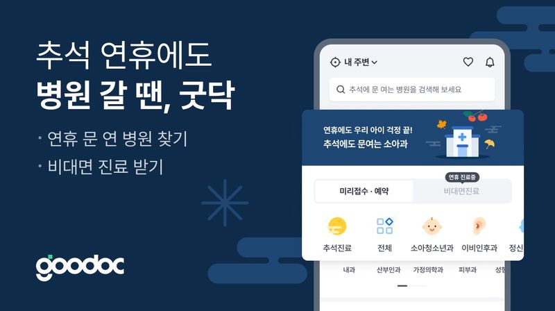 굿닥, 추석 연휴 진료 병의원 정보 제공